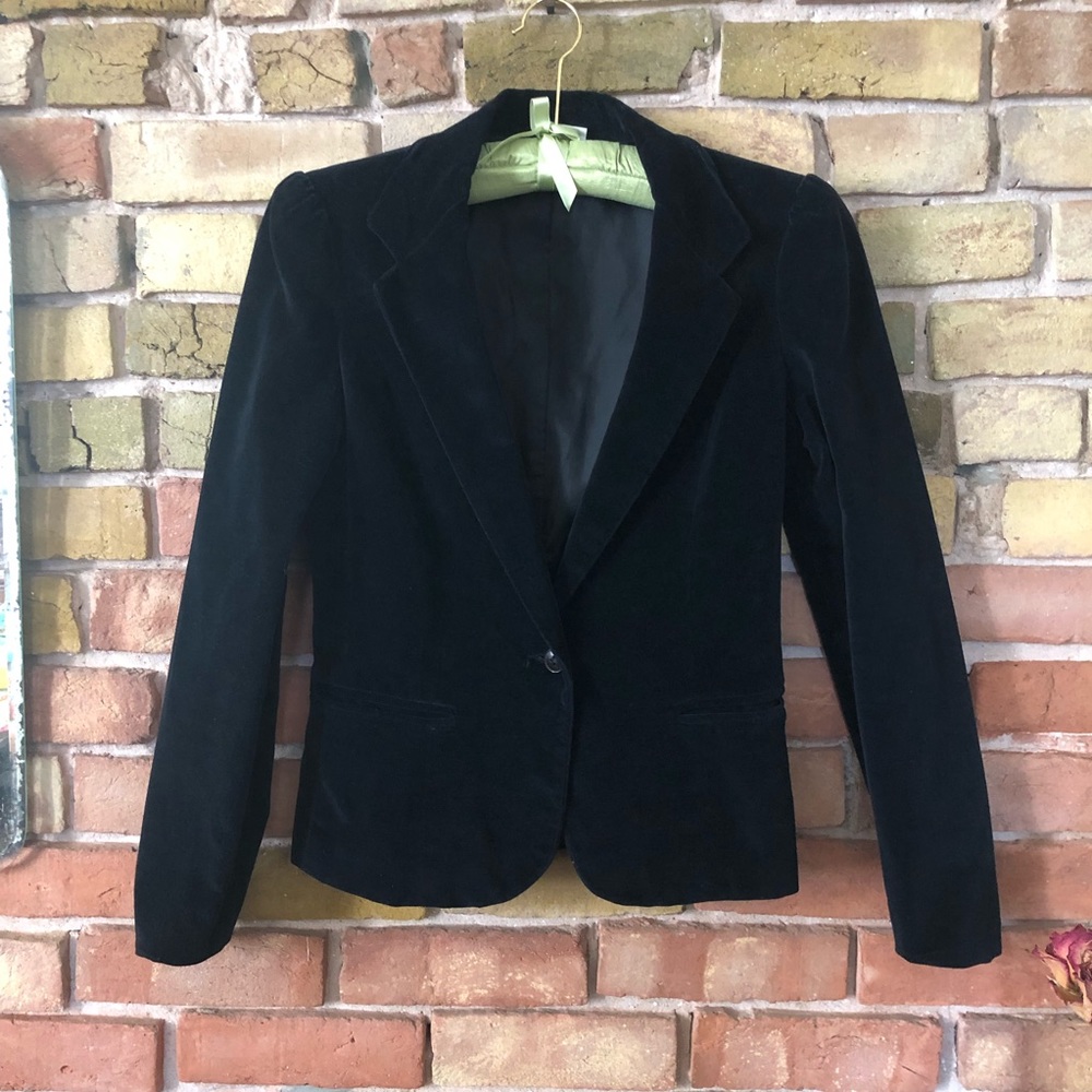Vintage black cotton velveteen blazer size S